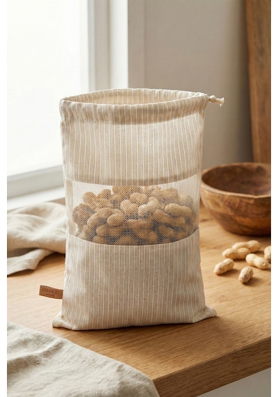 3 Adet Bakliyat Kesesi Büyük Boy 24x34 Erzak Kuru Gıda Saklama Kabı Torbası Fileli Bez Soft-Set 101