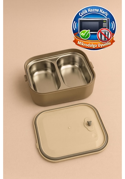 Tier - 2 Katlı Sızdırmaz Kapaklı Lunchbox 1000 Ml Gri