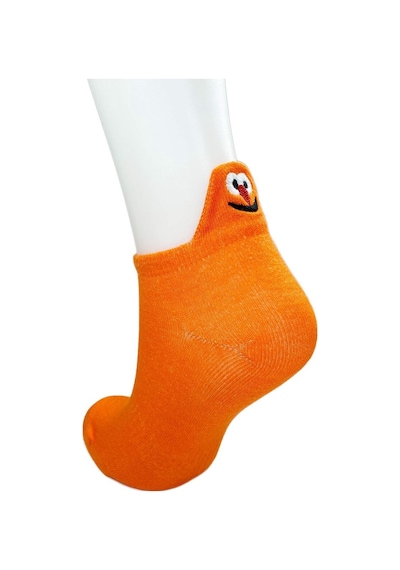 Royaleks 6 Çift Emoji Desen Nakış Baskılı Kadın Pamuklu Bilek Çorap Çok Renkli