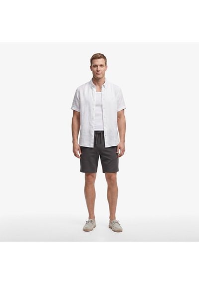 Nautica Erkek Açık Gri Regular Fit Kısa Kollu Keten Gömlekdüzw65100t