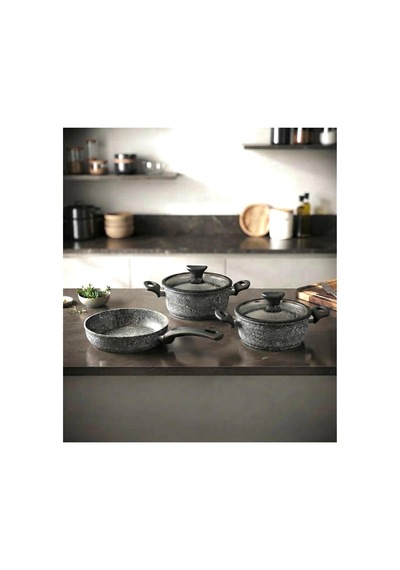 Khor Mini Set 3'lü 16 Cm Granit Gri
