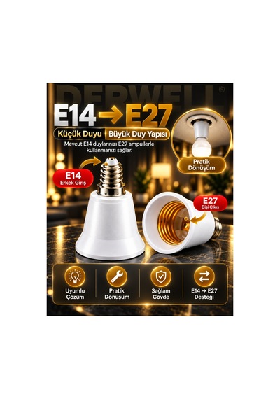 Tekli Paket E14ten E27ye Ampul Duy Çevirici Dönüştürücü Soket İnce Diş Erkek Giriş Kalın Diş Dişi Çıkış Tasarruflu Led Akıllı Ampul Pratik Avize Aparatı Sağlam Gövde Uyumlu Aydınlatma Çözümleri