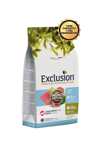 Exclusion Monoprotein Düşük Tahıllı Ton Balıklı ve Narlı Büyük Irk Yavru Köpek Maması 12 KG