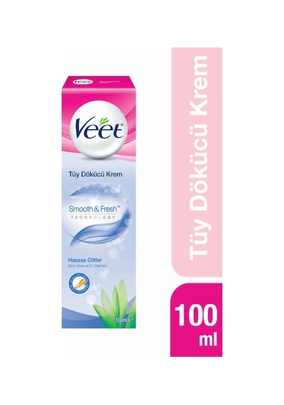 Veet Smooth & Fresh Hassas Ciltler için Aloe Vera ve E Vitaminli Tüy Dökücü Krem 100 ML