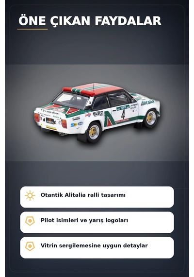 1978 Portekiz Rallisi Galibi 1/64 Fiat 131 Abarth Diecast Model Araba Koleksiyonluk Bx-313350