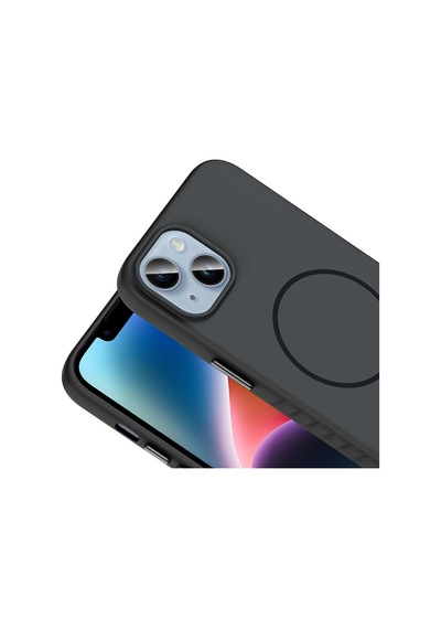 Apple Uyumlu iPhone 15 Kılıf M-safe Şarj Özellikli Zore Tea Kapak Siyah