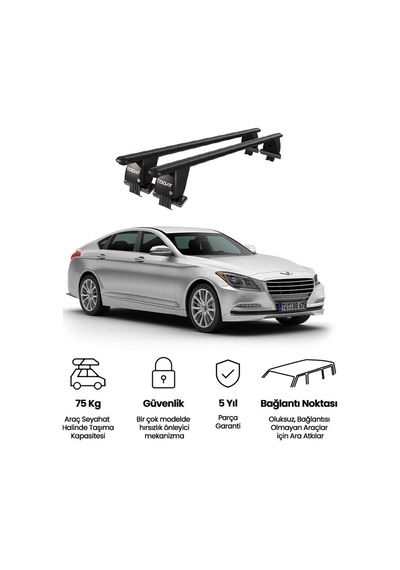 Royal Hyundai Genesis 2015-2016 Uyumlu Siyah Ara Atkı Port Bagaj Tavan Barı