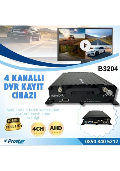 4 Kanal Ahd 1080p Harddisk Ve Sd Kart Destekli Profesyonel Mobil Dvr Kayıt Cihazı