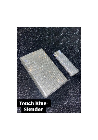 Taşlı Sigara Kutusu Ve Çakmak Slender Touch Blue Taşlı Anahtarlık Hediye