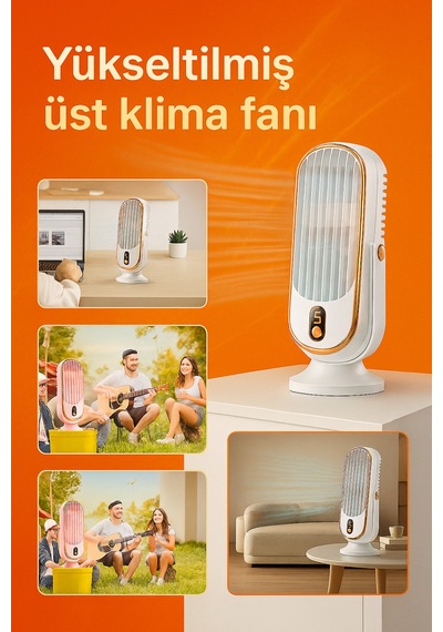 Taşınabilir Fan Usb Şarjlı, Dijital Kontrollü, Yüksek Performanslı Soğutma Kapalı Ve Açık Alanlar Beyaz - 737582599