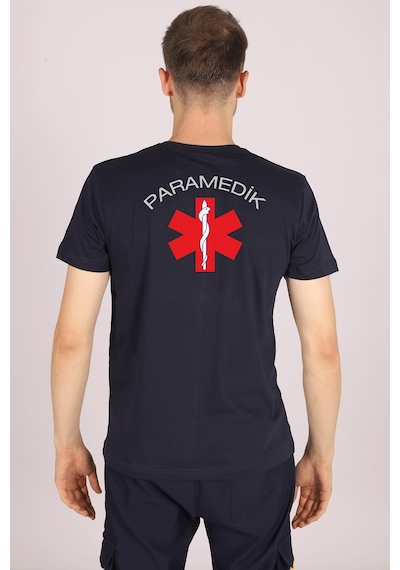 Lacivert Paramedik Bisiklet Yaka Tişört Unisex