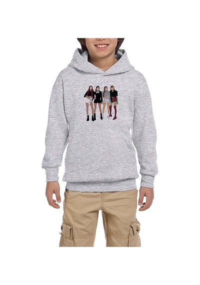 Zepplin Giyim Blackpink Digital Gri Çocuk Kapşonlu Sweatshirt Gri