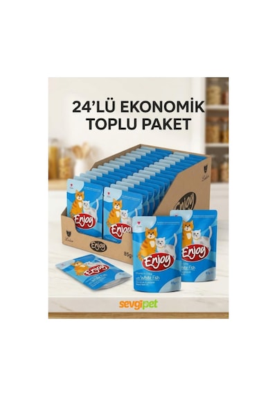 Enjoy Enjy Pouch Balıklı Yetişkin Kedi Maması 85 Gr X 24 Adet