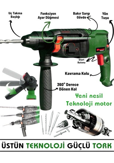 Schmıtzer Sch-2603y Pro 850 W Sds Plus Metal Şanzuman Profesyonel Darbeli Matkap Kırıcı Delici 26mm Hilti
