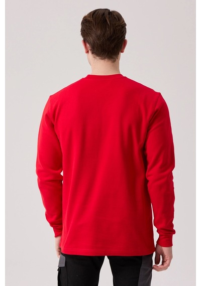 Galanthus Basic Sweatshirt - Uzun Kollu, Pamuklu, Rahat Kesim, Günlük Ve İş Kullanımı Kırmızı