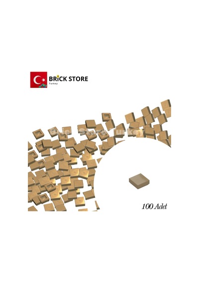 Yedek Parçalar, 100 Adet 1x1 Tile Düz Fayans Parçası, Koyu Bej Dark Tan , 3070
