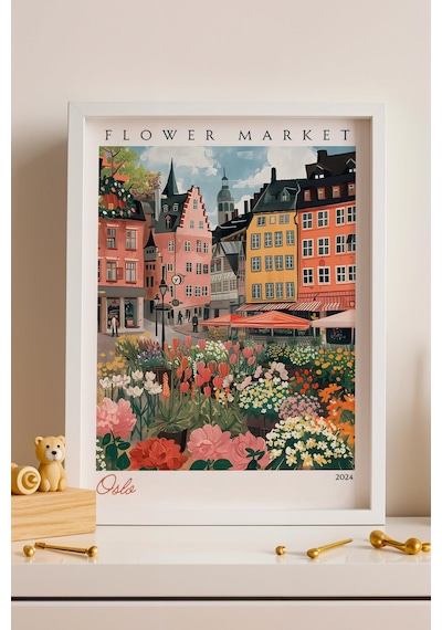 Oslo Norveç Çerçeveli Tablo Seyahat Severlere Salon Ve Ofis İçin Estetik Duvar Dekoru Travel Flower Market