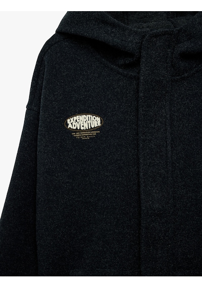 Koton Fermuarlı Uzun Kollu Oversize Kapşonlu Ceket Lacivert 6wkb30019tk