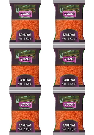 Yazar Kırmızı Mercimek 6 x 5 KG