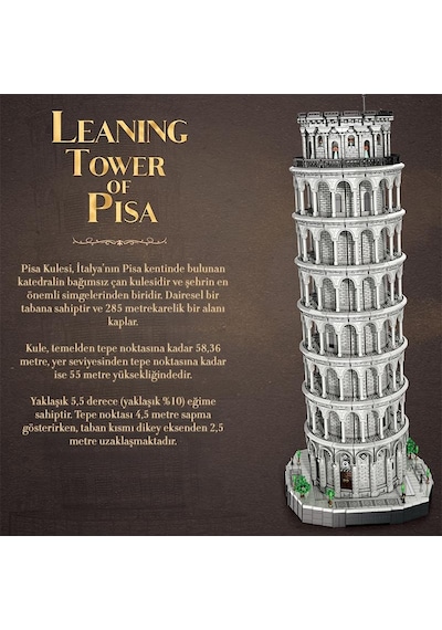 Reobrix 66025 Pisa Kulesi Yaratıcı Yapı Blok Seti Building Blocks Leaning Tower Of Pisa -7652 Parça