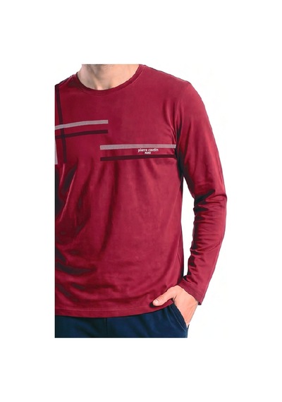 Pierre Cardin 6152 Erkek Uzun Kollu Bisiklet Yaka Pijama Takımı -bordo