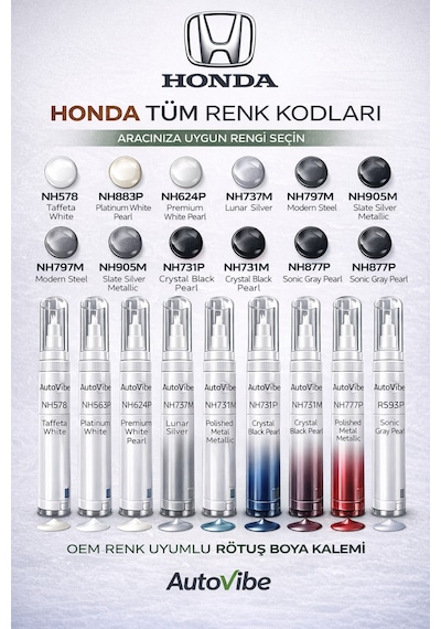 Honda Rötuş Boya Kalemi Nh887p Sonic Gray Pearl Toyota Mitsubishi Nissan Mazda Subaru Çizik Giderici