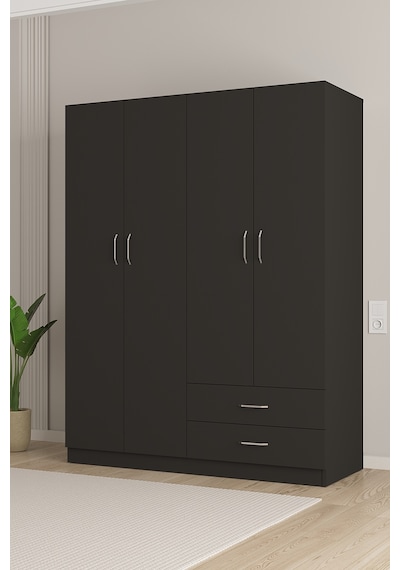 Aeka Ae-1077 Terra 4 Kapaklı 2 Çekmeceli 3 Askılıklı Raflı 140x182x53 Cm Gardırop Antrasit Aeka Ae-1077 Terra 4 Kapaklı 2 Çekmeceli 3 Askılıklı Raflı 140x182x53 Cm Gardırop Antrasit
