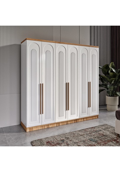 Flora 6 Kapaklı Komple Mdf Gardırop - Elbise Dolabı