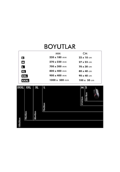 MP05 - 100x50 3xlarge Siyah Gaming Mousepad Ev Ofis Oyun