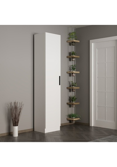 Minar Kale 210 Cm 1 Kapaklı 1b Raf Portmanto Beyaz
