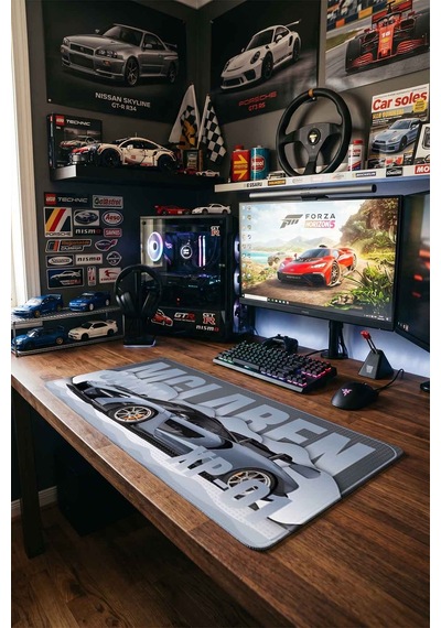 Mclaren Senna Xp-01 Gri Spor Araba 40x90 Cm Oyuncu Mousepad Kaymaz Taban Büyük Boy Siyah