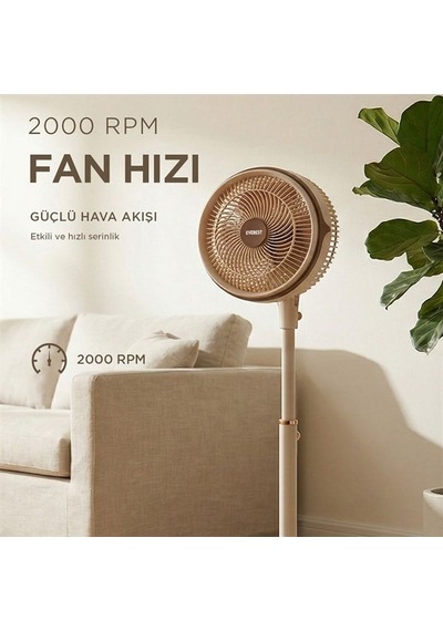 Everest Fan13 Olympos Air Krem/gold 10 80w 3 Hız Kademeli 2000rpm Çift Motorlu Retro Vantilatör