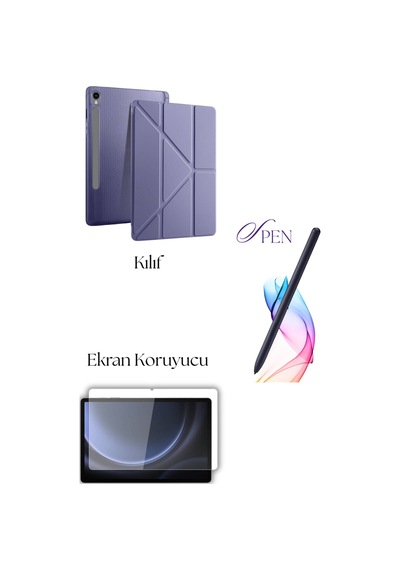 Fuchsia Galaxy Tab S10 Lite / S10 Fe İle Uyumlu Tablet Kılıfı S Pen Tablet Kalemi Ekran Koruyucu Set Tablet Kılıfı