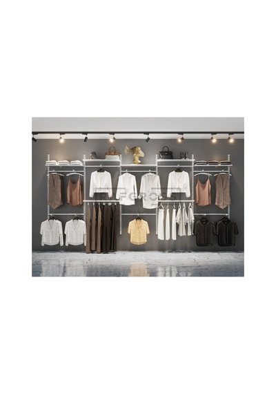 Mağaza Raf Sistemi, Askılık Sistemi, Butik Rafı, Mağaza Stand, Giyinme Odası-305x200 Cm Çok Renkli