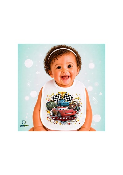 Cars Mcqueen Keten Bebek Mama Önlüğü Yumuşak - Emici - Yıkanabilir - Özel Tasarım P036 Çok Renkli