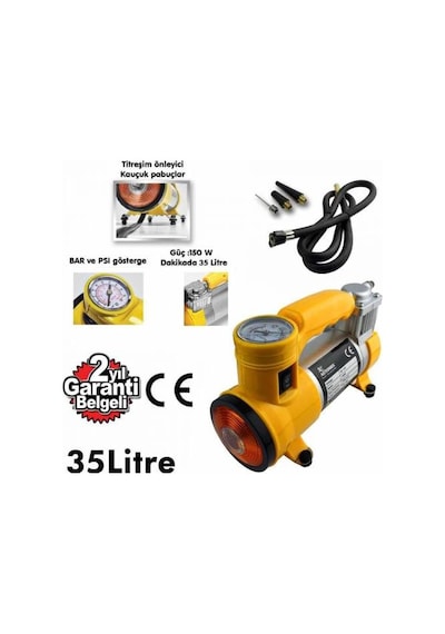 Metal Hava Kompresörü Işıklı 12 Volt