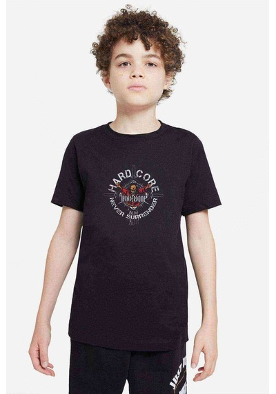 Tshirthane Hard Core Never Surrender Baskılı Unisex Çocuk Siyah T-Shirt