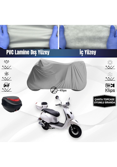 Rks Azure 50 Pro Motosiklet Brandası Arka Çanta Topcase Uyumlu Motor Branda