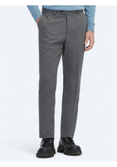 Gri Düz Dokuma Fitted Fit Klasik Pantolon Gri