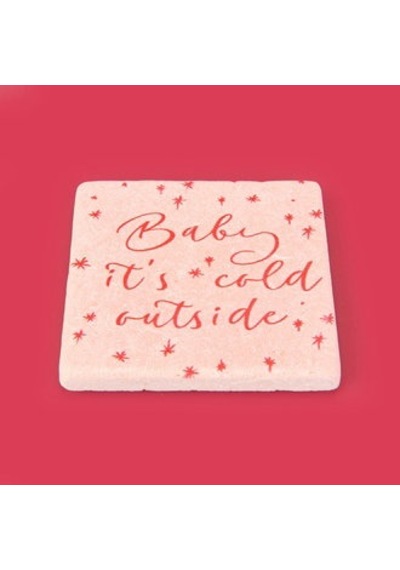 Kitchen Baby It's Cold Outside Taş Bardak Altlığı - Renkli - 10x10 Cm