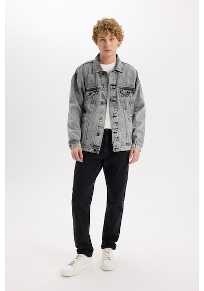 Defacto %100 Pamuk Oversize Geniş Kalıp Jean Ceket E1003ax25spnm55 Gri-nm55