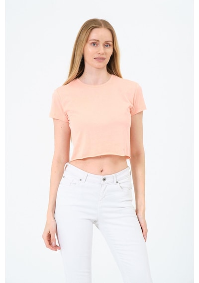 Kadın Kısa Kollu Oversize Crop Turuncu