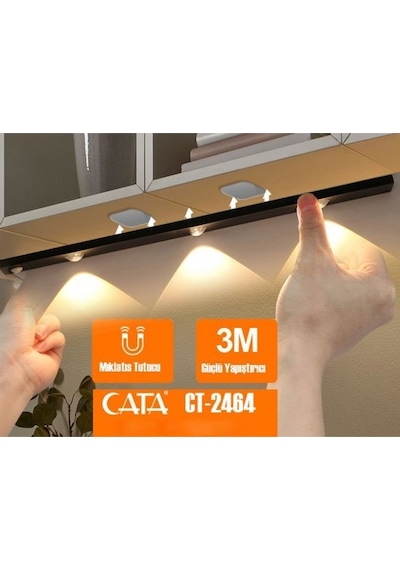 Cata 3 Watt Ledli Bella Slim Cabinet Usb Şarjlı Sensörlü 3 Renk Işık Armatür Ct-2464