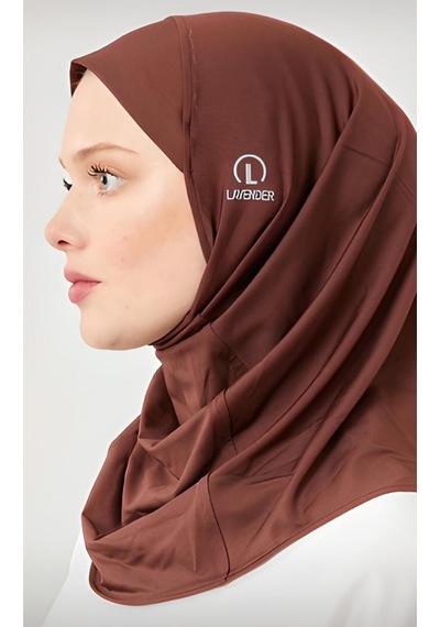 Melodi Scarf Kadın Tesettür Hijab Deniz Havuz Spor Uyumlu Bone Kahverengi Kahverengi