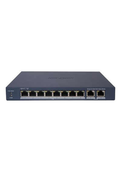 Hıkvısıon Ds-3e1310p-eı/m 8 Port 10/100 + 2 Port Gıgabıt Rj45 Uplınk 60w 300 Metre Poe Smart Yönetil