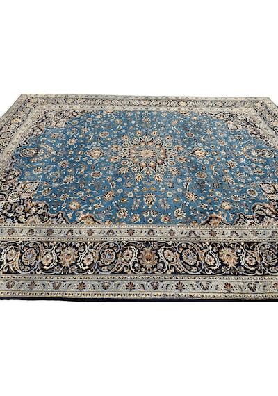 El Dokuma İran Nain Halısı 305x410 Turkuaz 12,5 M2 Salon Halısı Turkuaz