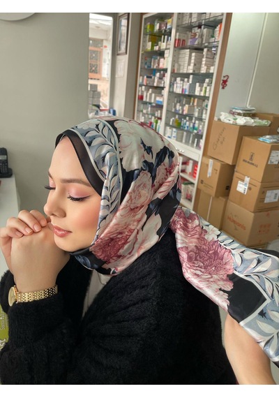 Miorel Scarfs Soft Gül Desen Vual İpek Şal Fular Silk Scarfs Shawl Hijab Pembe
