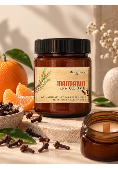 Soya Wax Mum Mandalina & Karanfil, 150 Gr Beyaz