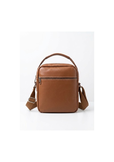 Levano Leather Premium Hakiki Dana Deri Erkek Çapraz Omuz Çantası Taba Deri El Çantası Taba