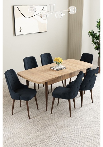 Clara Meşe Desen 80x132 Açılabilir Mdf Masa Yemek Odası Takımı,mutfak Takımı 6 Adet Sandalye Antrasit Clara Meşe Desen 80x132 Açılabilir Mdf Masa Yemek Odası Takımı,mutfak Takımı 6 Adet Sandalye Antrasit